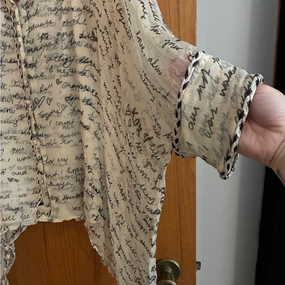 Johnny Was Cream Script Blouse - image 4